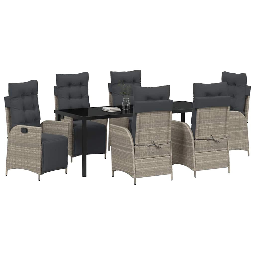 vidaXL Zestaw do jadalni w ogrodzie 7 pcs Jasnoszary polirattan