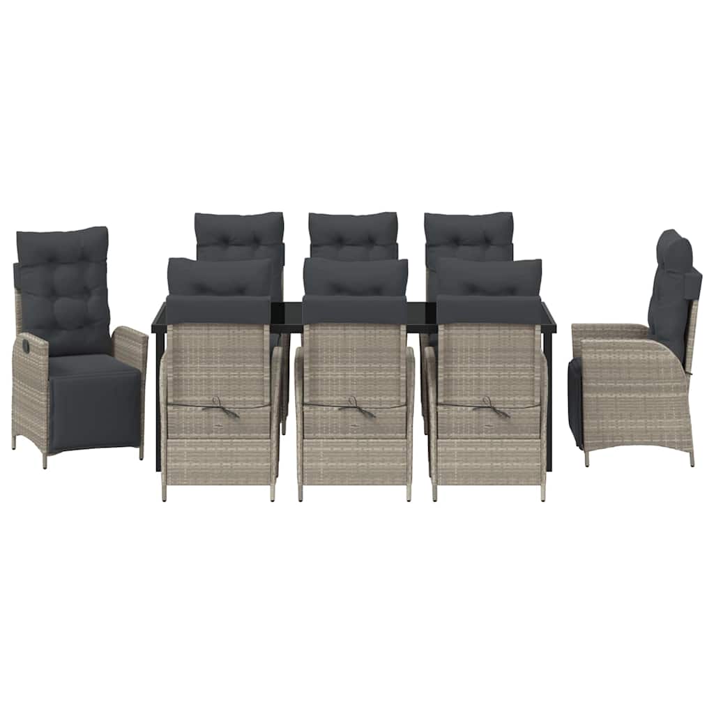 vidaXL Zestaw do jadalni w ogrodzie 9 pcs Jasnoszary polirattan