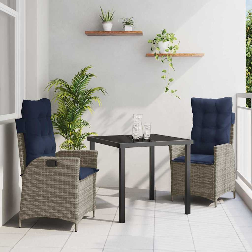 vidaXL Zestaw do jadalni w ogrodzie 3 pcs Szary i czarny rattan