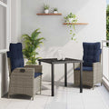 vidaXL Zestaw do jadalni w ogrodzie 3 pcs Szary i czarny rattan