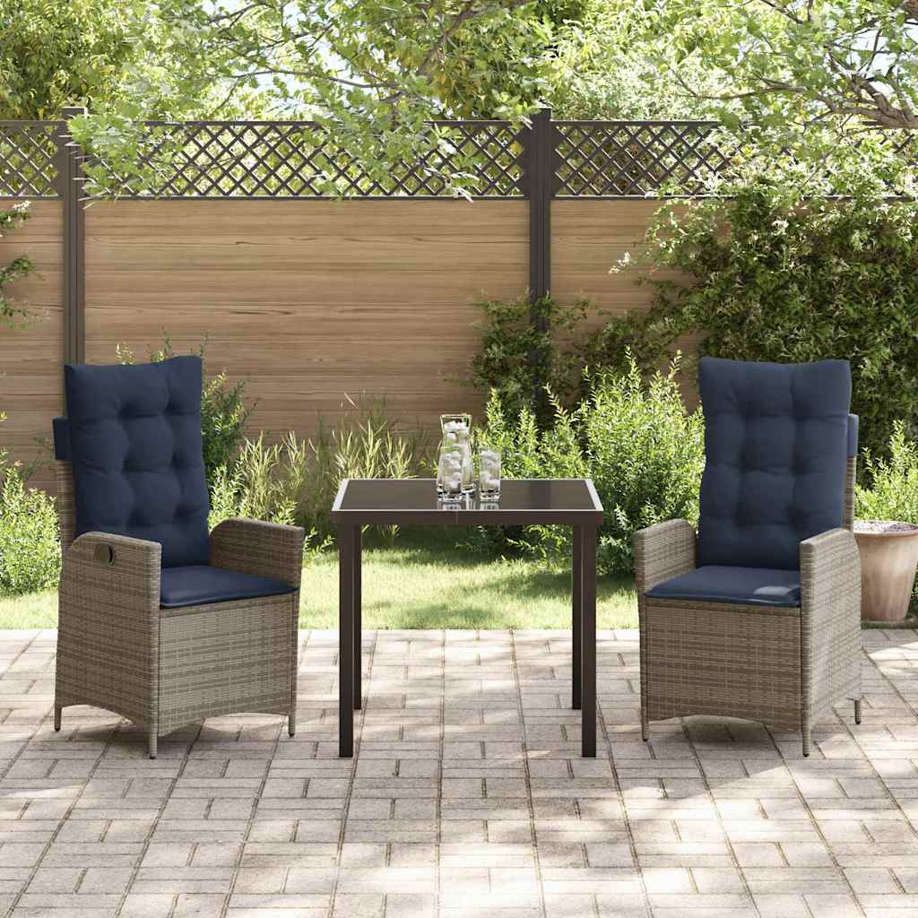 vidaXL Zestaw do jadalni w ogrodzie 3 pcs Szary i czarny rattan