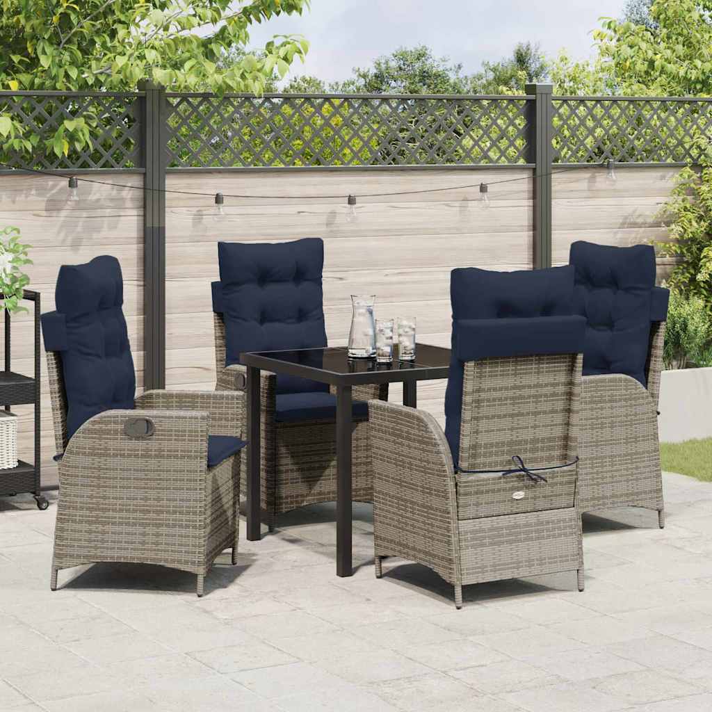 vidaXL Zestaw do jadalni w ogrodzie 5 pcs Szary i czarny rattan