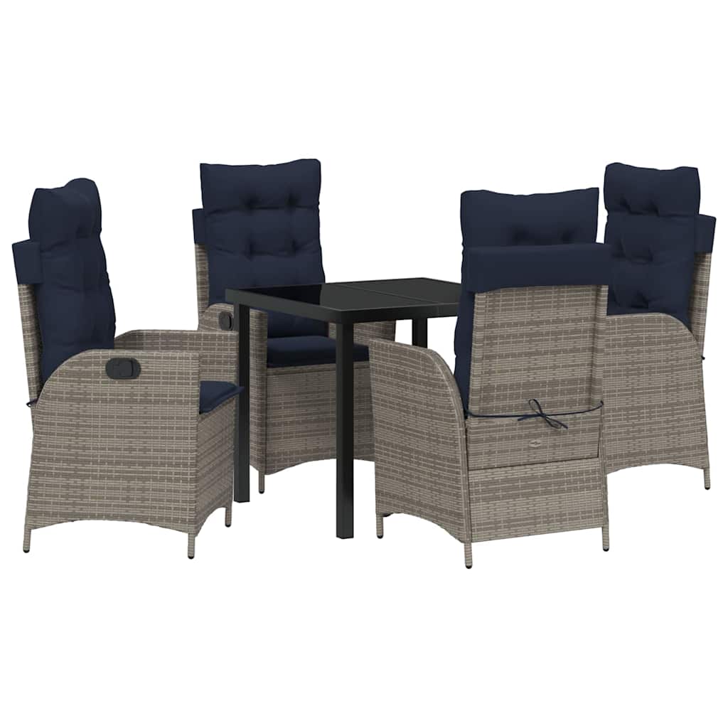vidaXL Zestaw do jadalni w ogrodzie 5 pcs Szary i czarny rattan