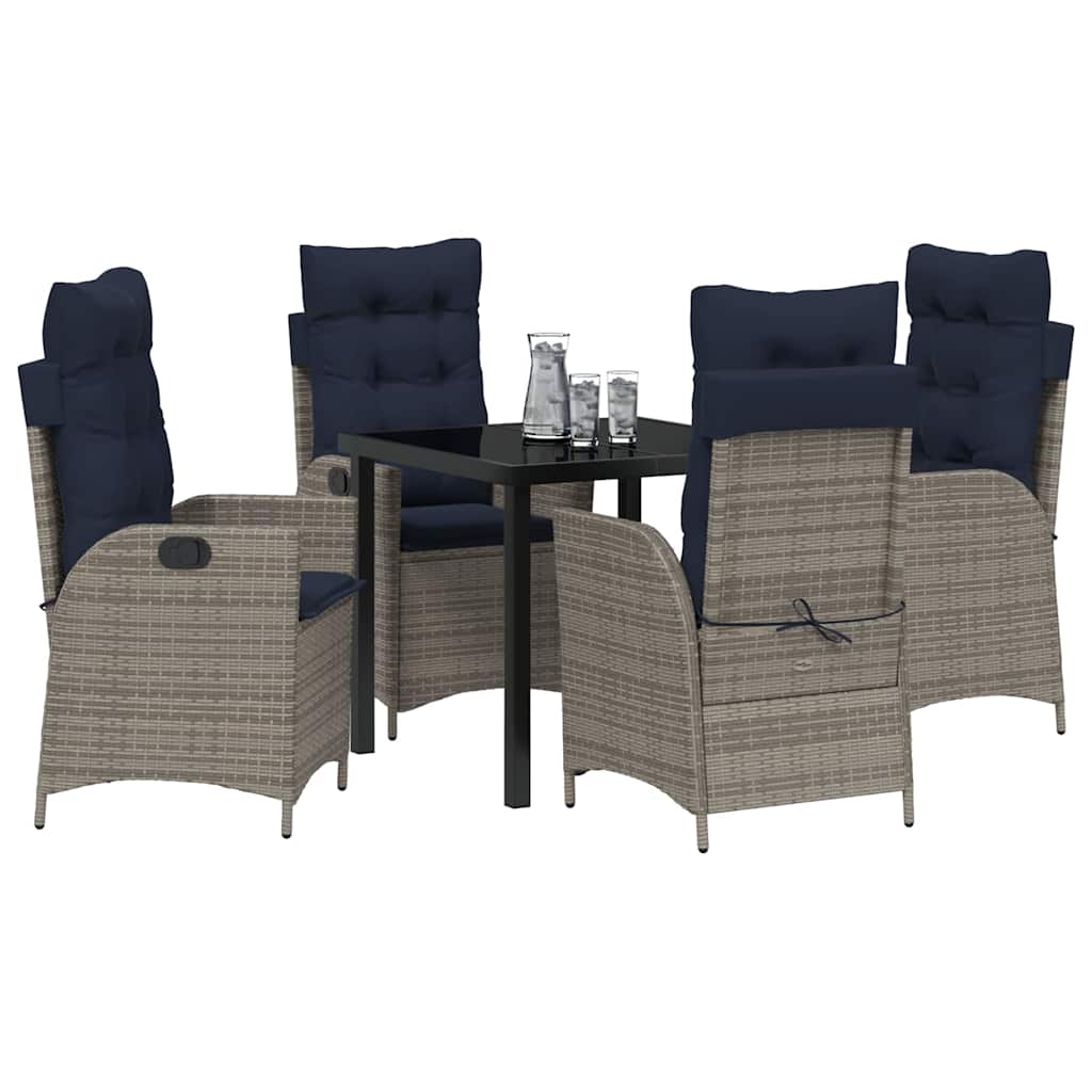 vidaXL Zestaw do jadalni w ogrodzie 5 pcs Szary i czarny rattan