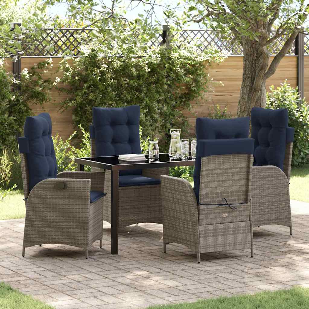 vidaXL Zestaw do jadalni w ogrodzie 5 pcs Szary i czarny rattan