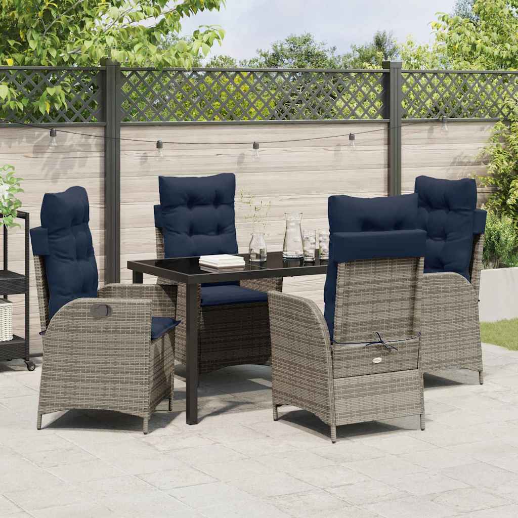 vidaXL Zestaw do jadalni w ogrodzie 5 pcs Szary i czarny rattan