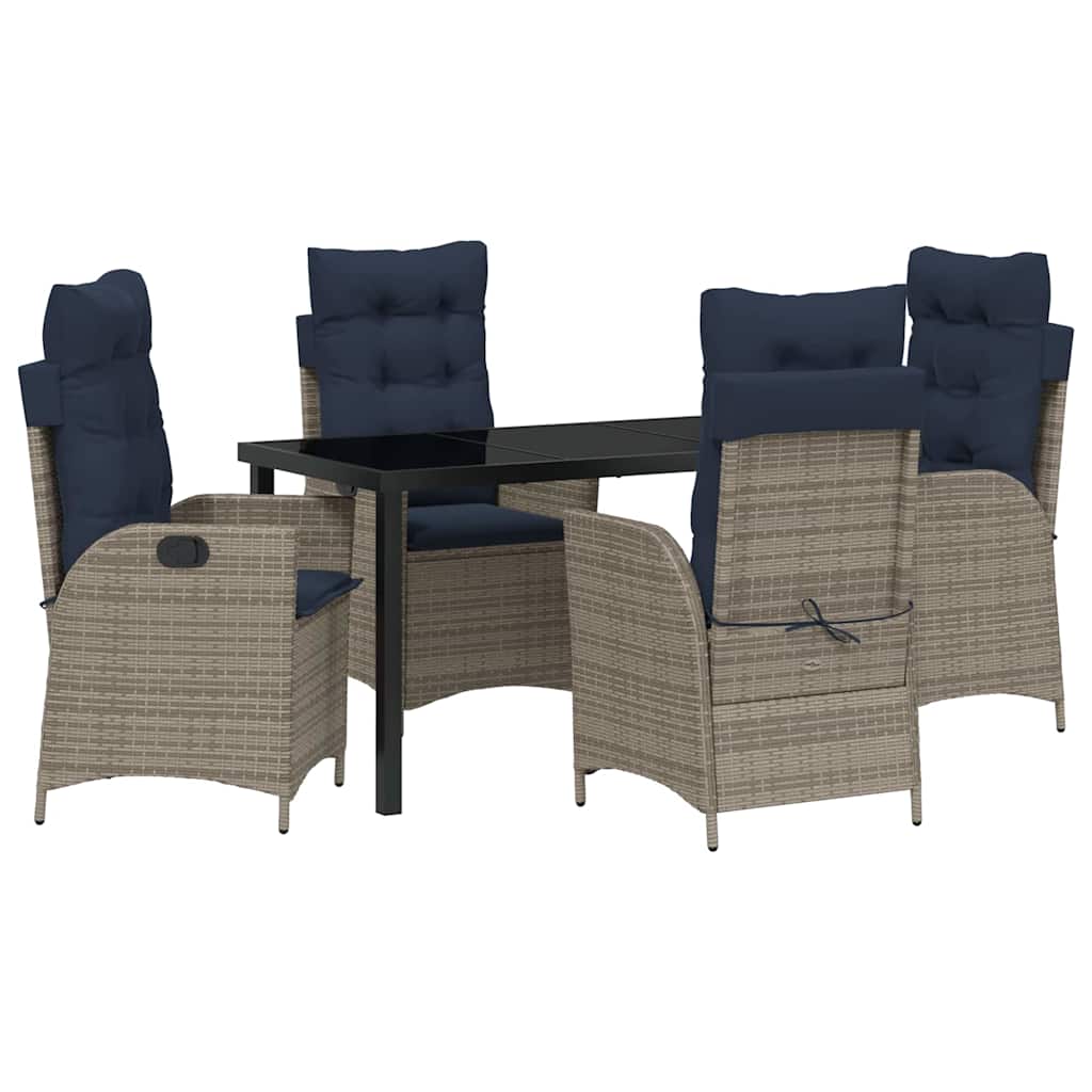 vidaXL Zestaw do jadalni w ogrodzie 5 pcs Szary i czarny rattan
