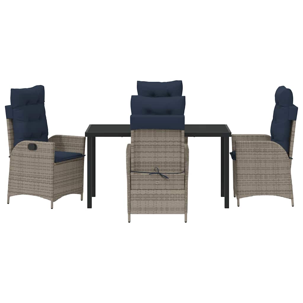 vidaXL Zestaw do jadalni w ogrodzie 5 pcs Szary i czarny rattan