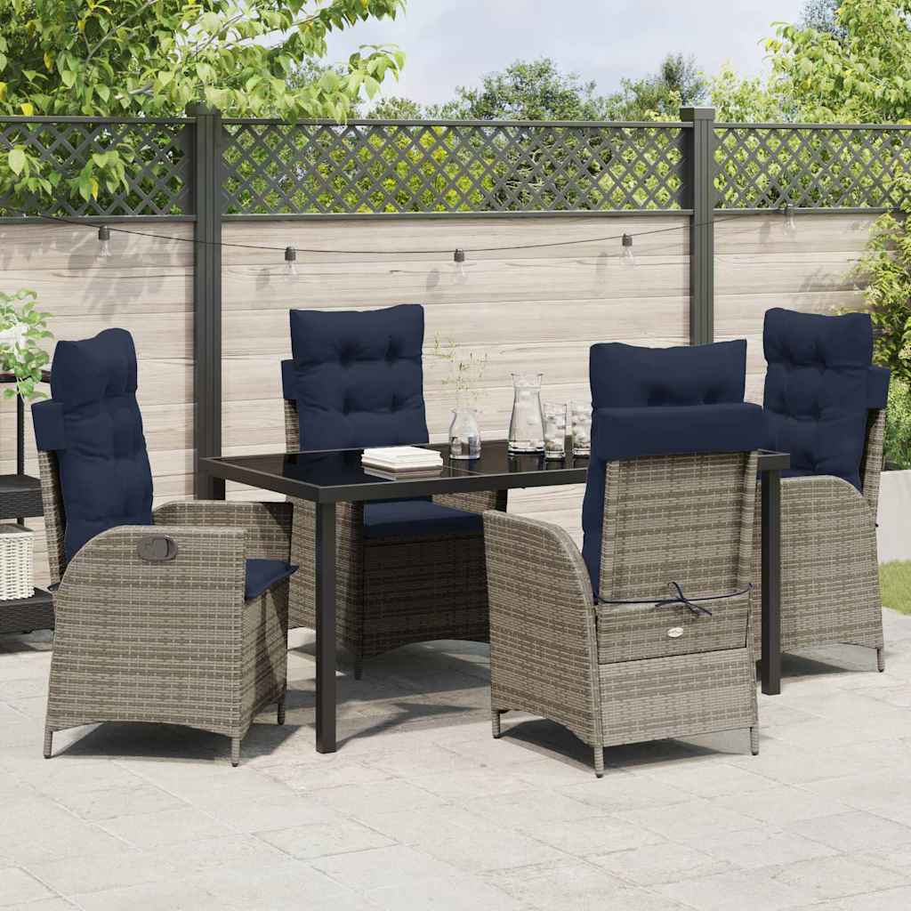 vidaXL Zestaw do jadalni w ogrodzie 5 pcs Szary i czarny rattan