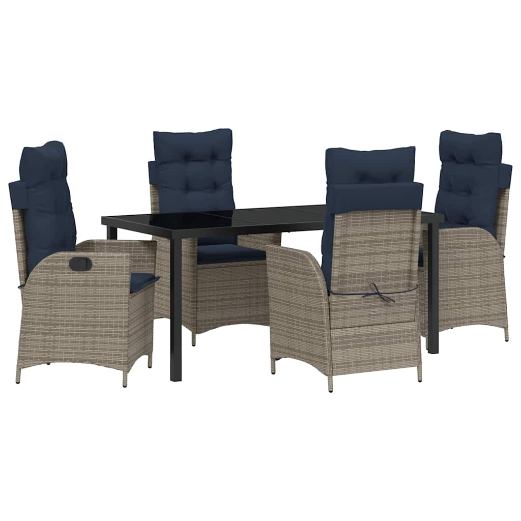 vidaXL Zestaw do jadalni w ogrodzie 5 pcs Szary i czarny rattan