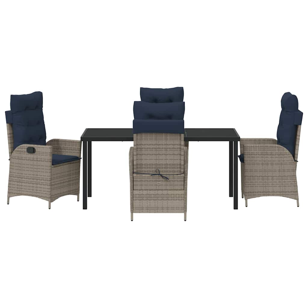 vidaXL Zestaw do jadalni w ogrodzie 5 pcs Szary i czarny rattan