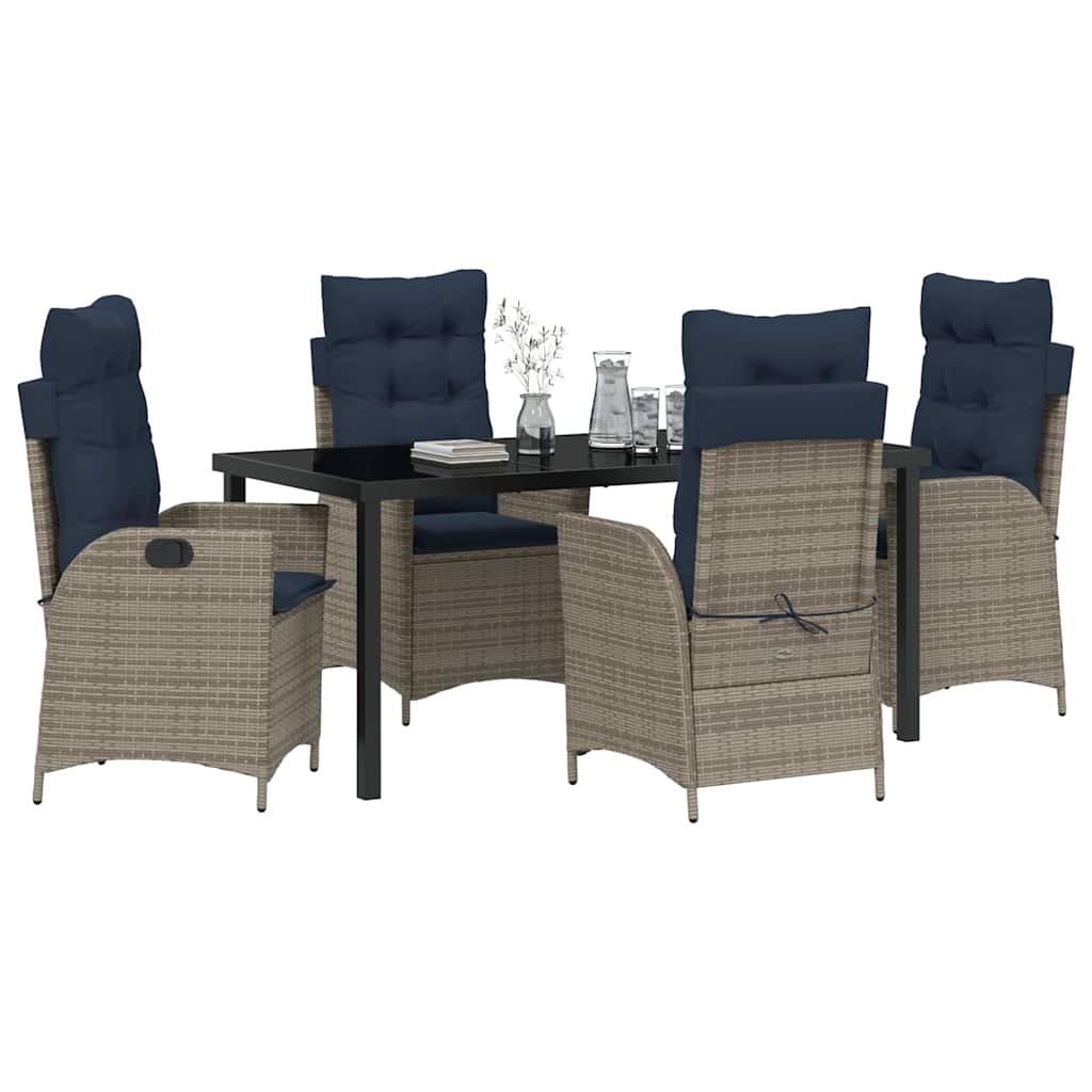 vidaXL Zestaw do jadalni w ogrodzie 5 pcs Szary i czarny rattan