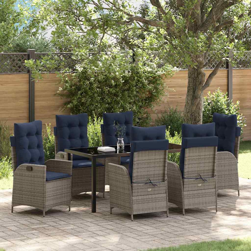 vidaXL Zestaw do jadalni w ogrodzie 7 pcs Szary i czarny rattan