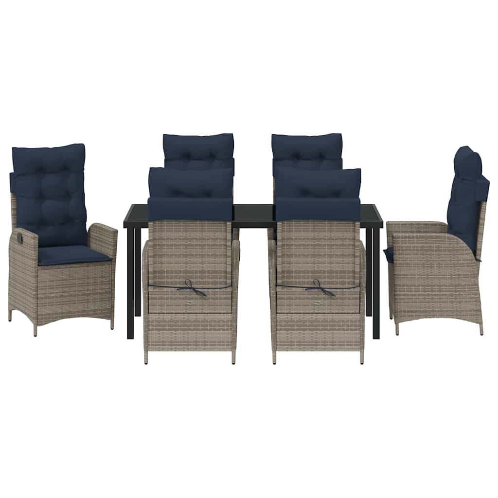 vidaXL Zestaw do jadalni w ogrodzie 7 pcs Szary i czarny rattan