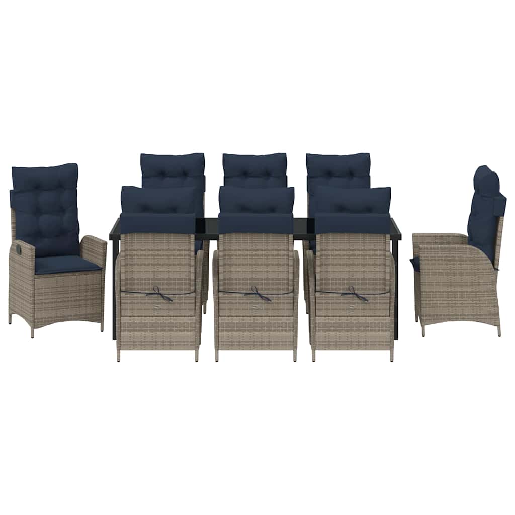 vidaXL Zestaw do jadalni w ogrodzie 9 pcs Szary i czarny rattan