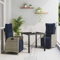 vidaXL Zestaw do jadalni w ogrodzie 3 pcs Szary i czarny rattan