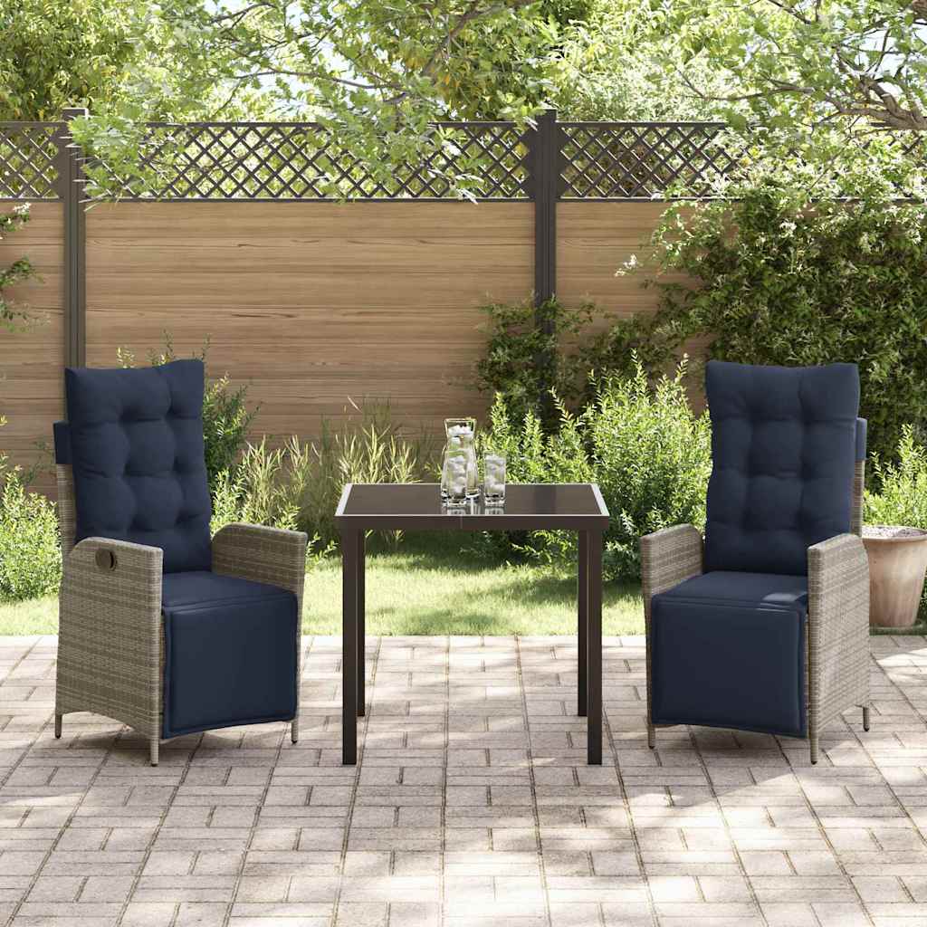 vidaXL Zestaw do jadalni w ogrodzie 3 pcs Szary i czarny rattan