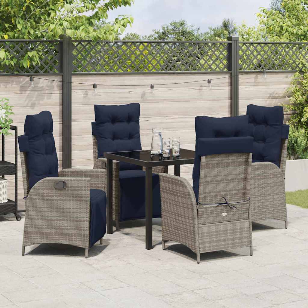 vidaXL Zestaw do jadalni w ogrodzie 5 pcs Szary i czarny rattan
