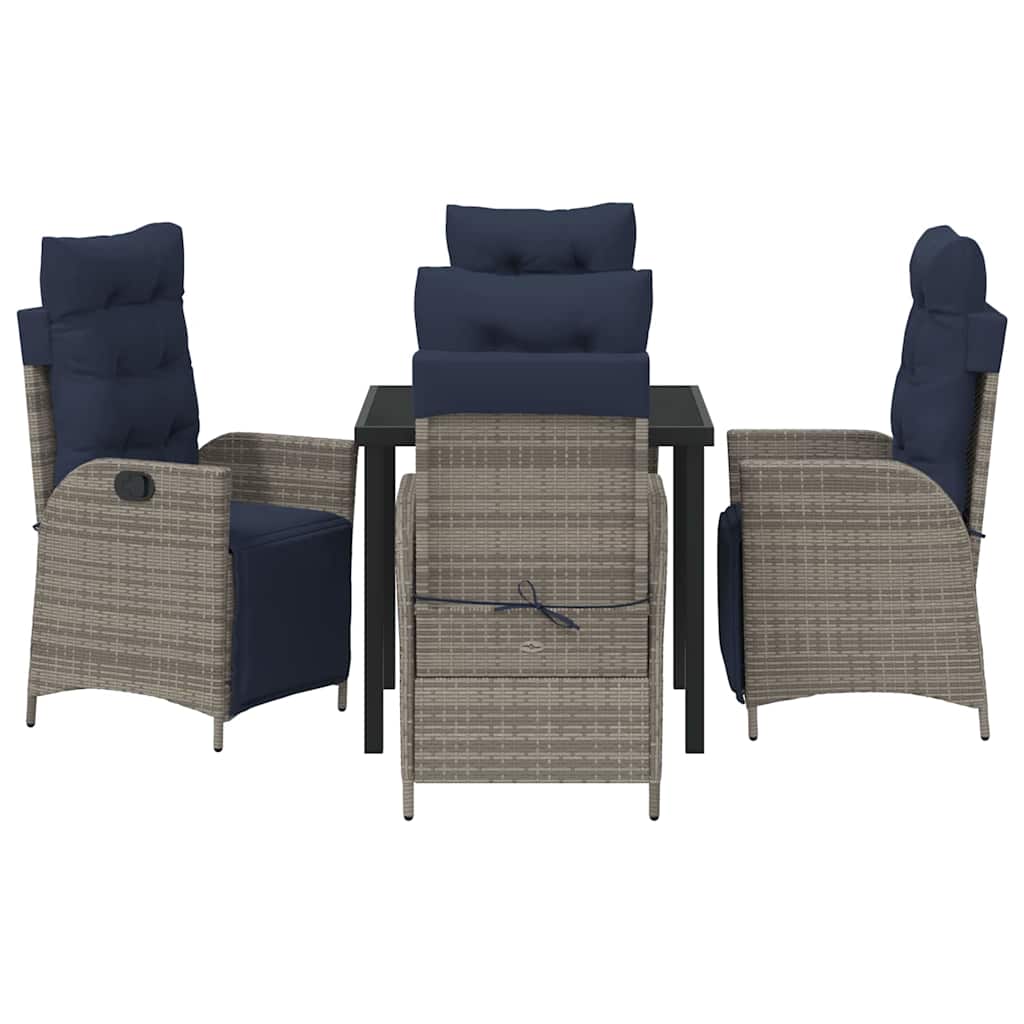 vidaXL Zestaw do jadalni w ogrodzie 5 pcs Szary i czarny rattan
