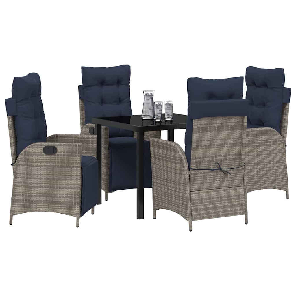 vidaXL Zestaw do jadalni w ogrodzie 5 pcs Szary i czarny rattan