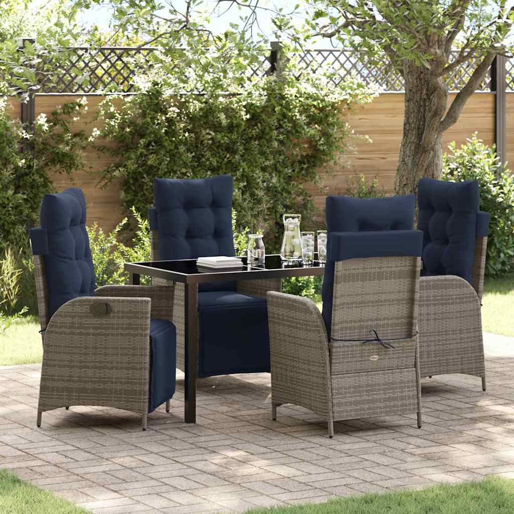 vidaXL Zestaw do jadalni w ogrodzie 5 pcs Szary i czarny rattan