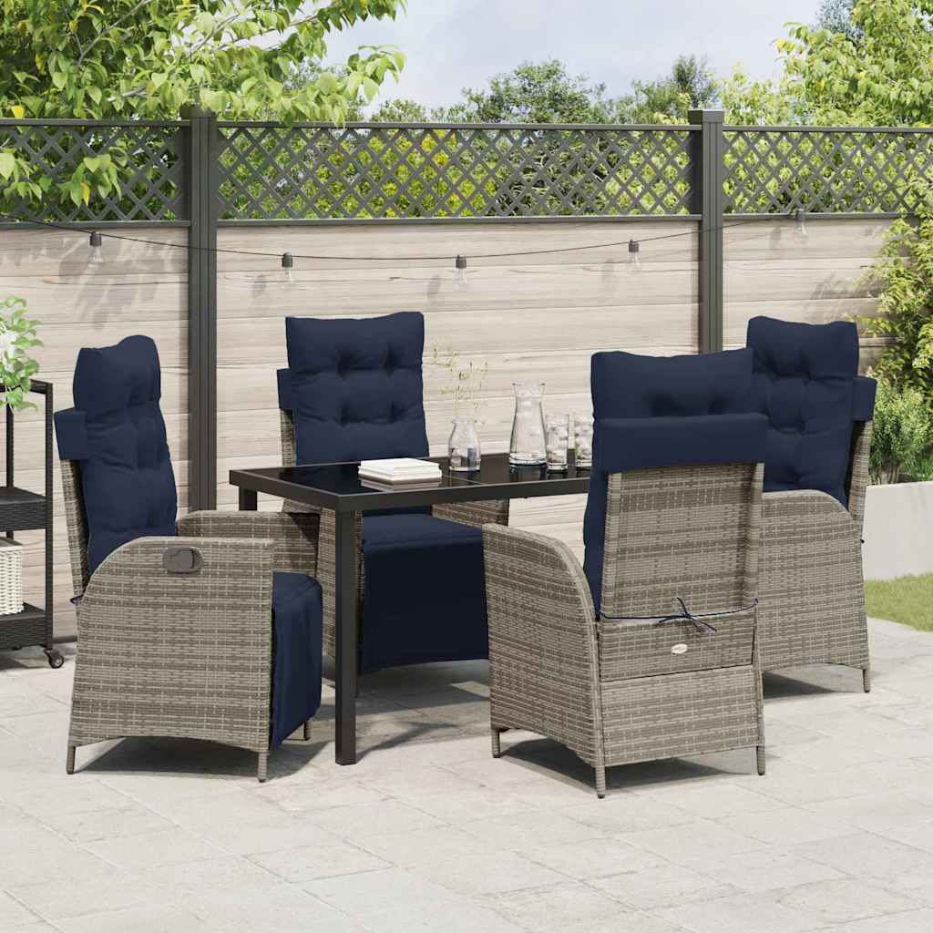 vidaXL Zestaw do jadalni w ogrodzie 5 pcs Szary i czarny rattan