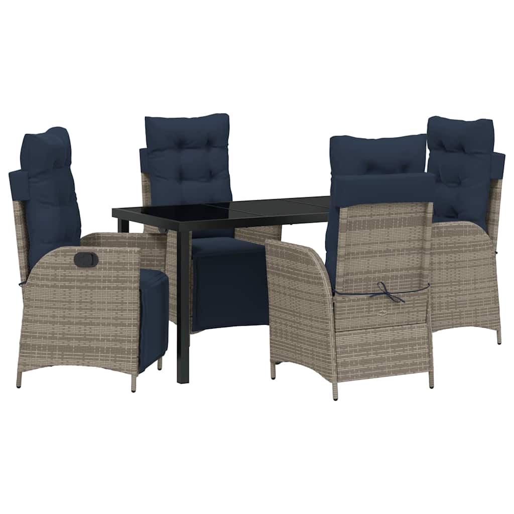 vidaXL Zestaw do jadalni w ogrodzie 5 pcs Szary i czarny rattan