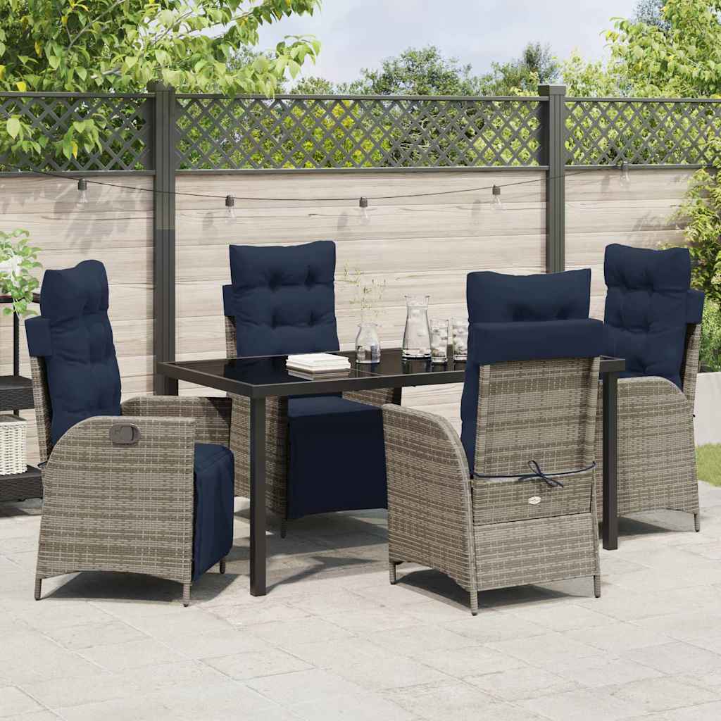 vidaXL Zestaw do jadalni w ogrodzie 5 pcs Szary i czarny rattan