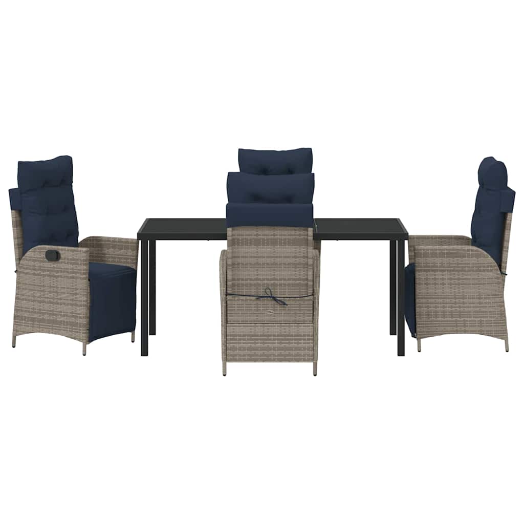 vidaXL Zestaw do jadalni w ogrodzie 5 pcs Szary i czarny rattan
