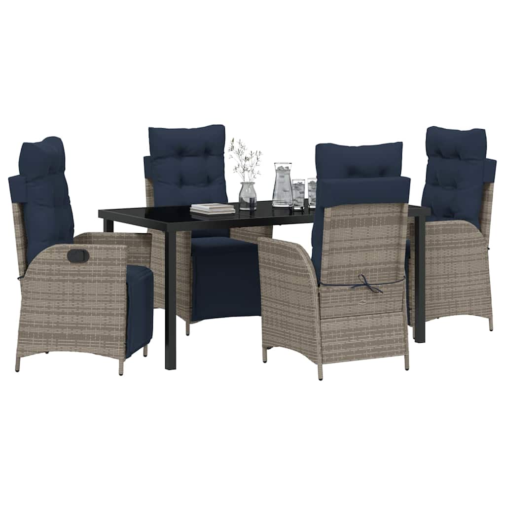 vidaXL Zestaw do jadalni w ogrodzie 5 pcs Szary i czarny rattan