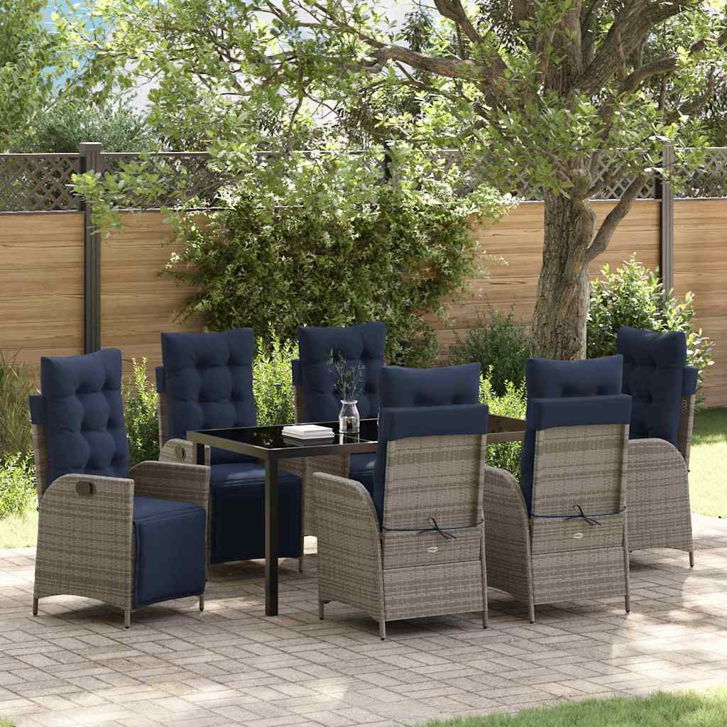 vidaXL Zestaw do jadalni w ogrodzie 7 pcs Szary i czarny rattan