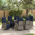 vidaXL Zestaw do jadalni w ogrodzie 7 pcs Szary i czarny rattan