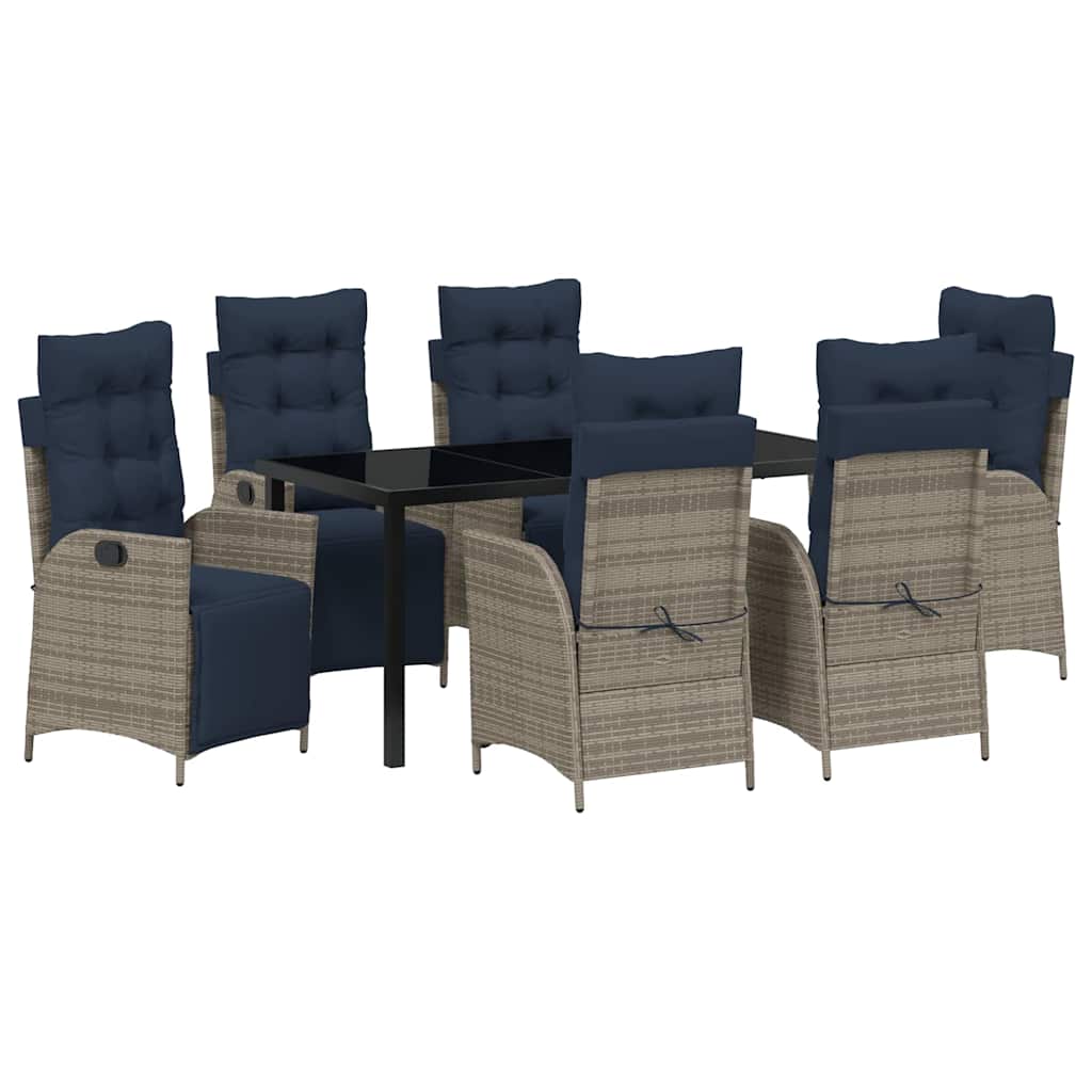 vidaXL Zestaw do jadalni w ogrodzie 7 pcs Szary i czarny rattan