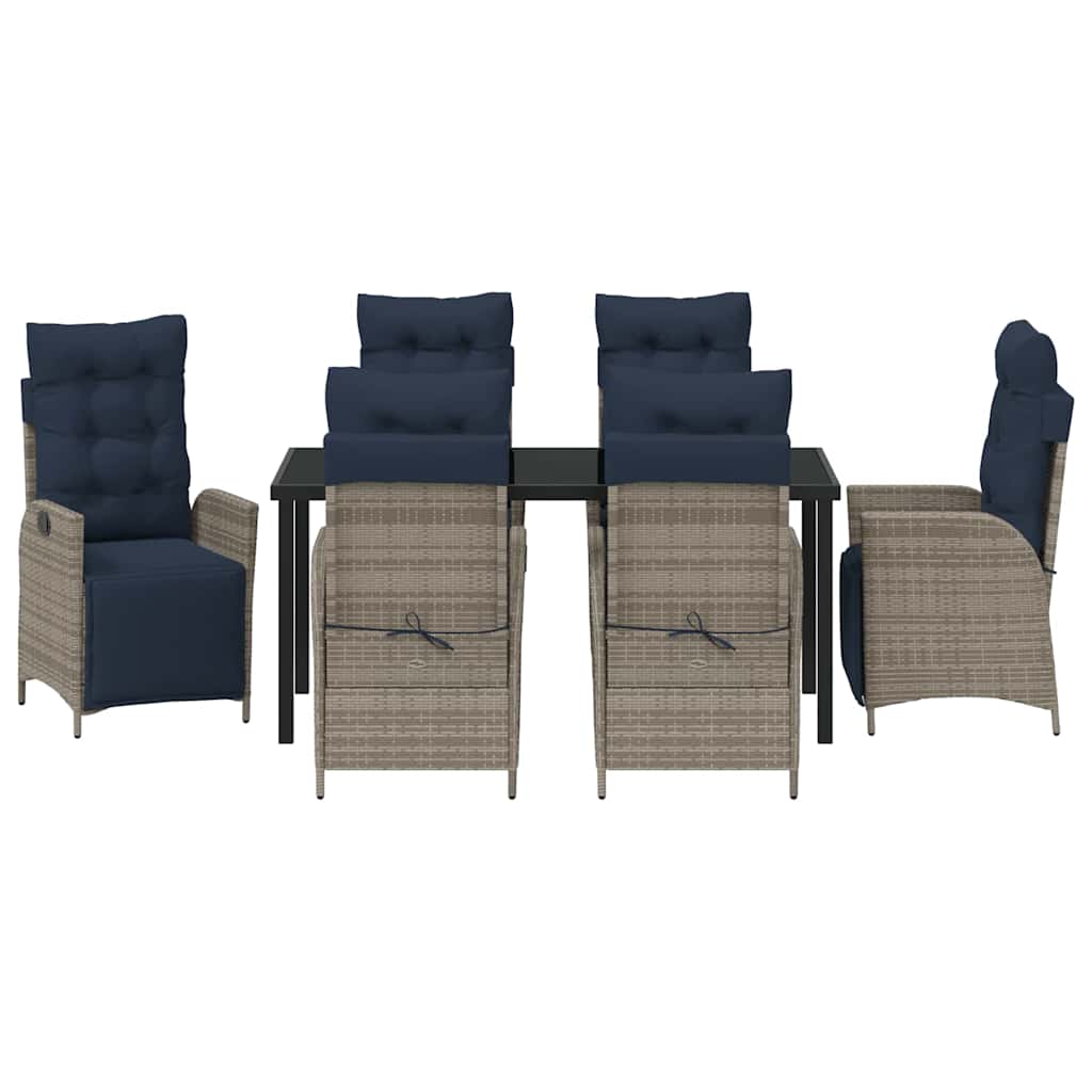 vidaXL Zestaw do jadalni w ogrodzie 7 pcs Szary i czarny rattan