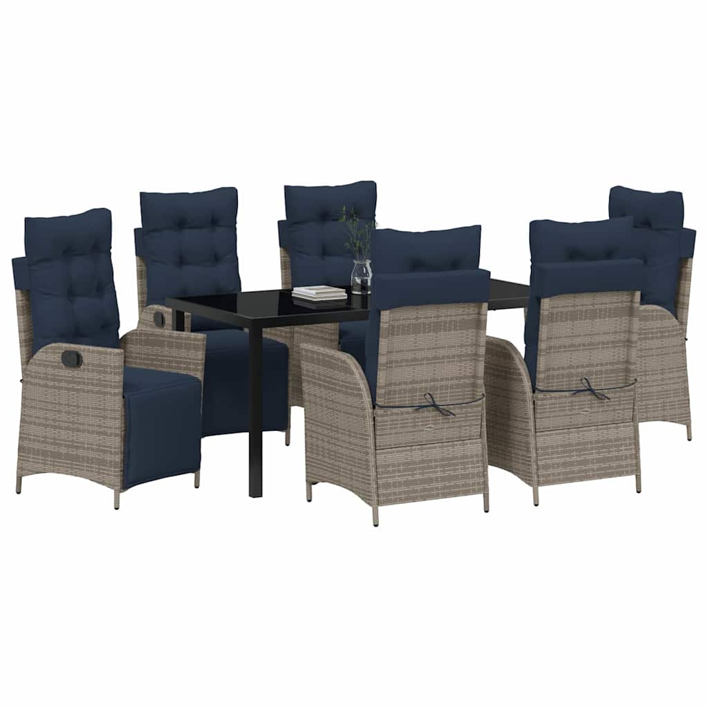 vidaXL Zestaw do jadalni w ogrodzie 7 pcs Szary i czarny rattan