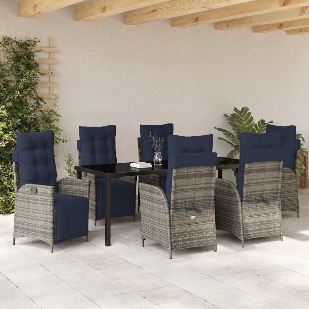 vidaXL Zestaw do jadalni w ogrodzie 7 pcs Szary i czarny rattan