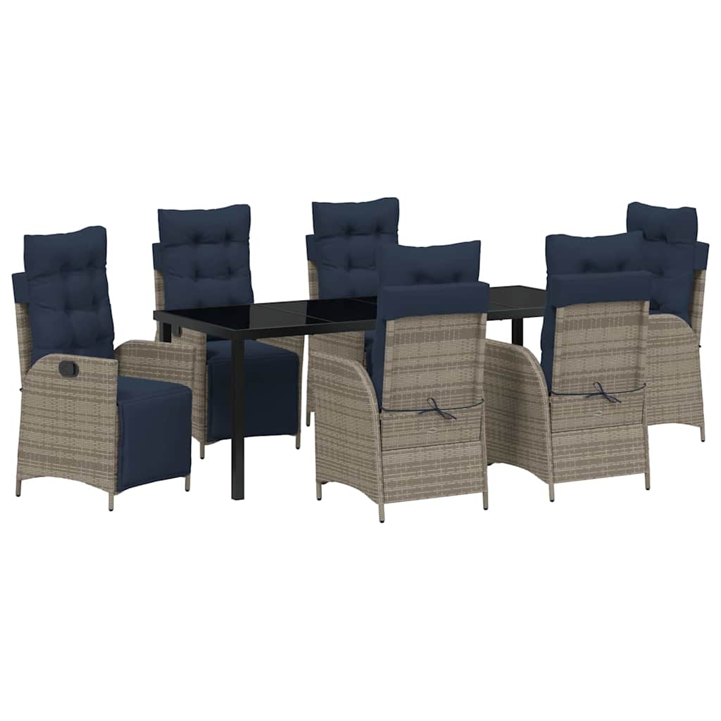 vidaXL Zestaw do jadalni w ogrodzie 7 pcs Szary i czarny rattan