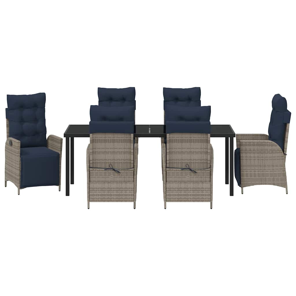 vidaXL Zestaw do jadalni w ogrodzie 7 pcs Szary i czarny rattan