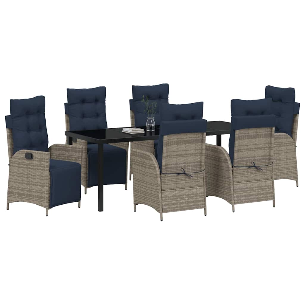 vidaXL Zestaw do jadalni w ogrodzie 7 pcs Szary i czarny rattan
