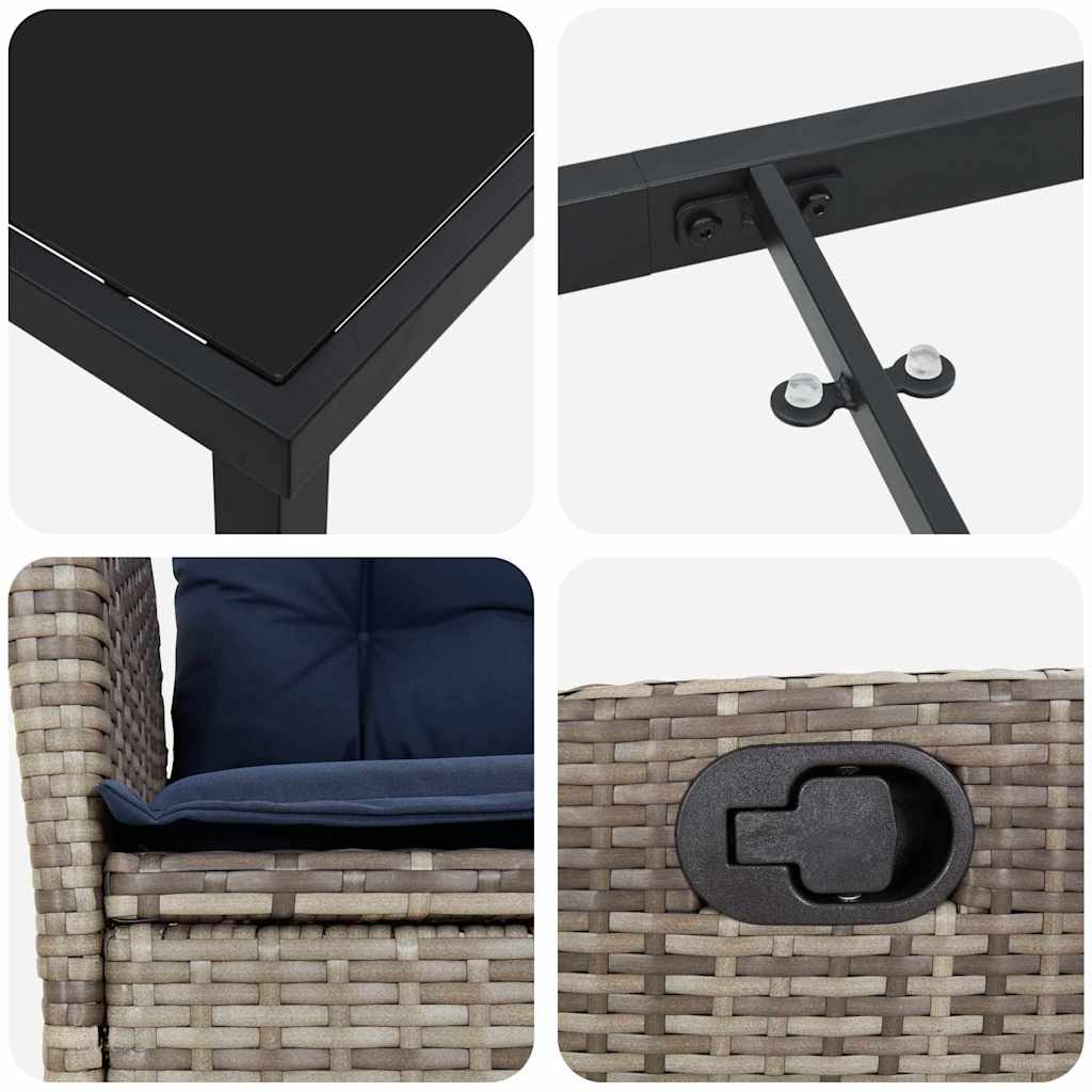 vidaXL Zestaw do jadalni w ogrodzie 9 pcs Szary i czarny rattan