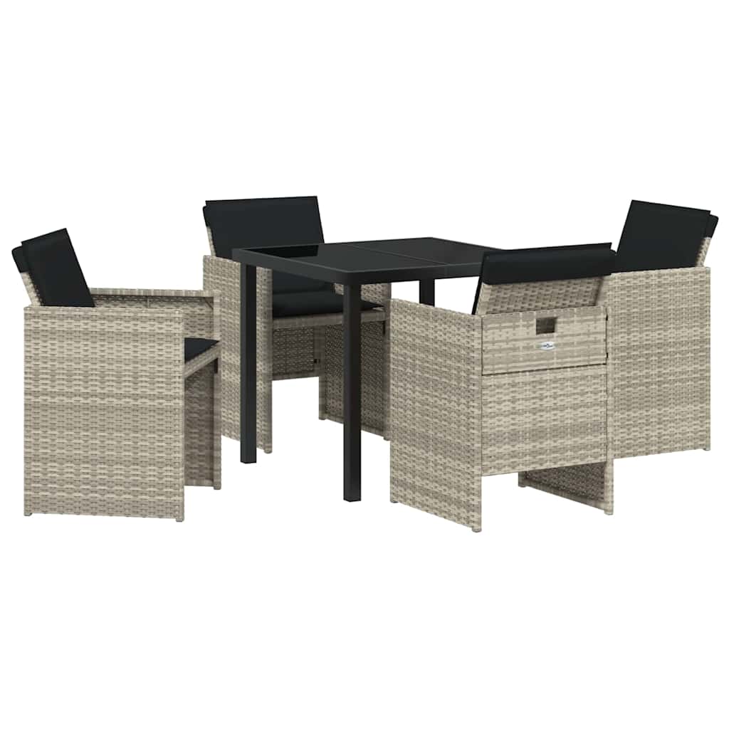 vidaXL Zestaw do jadalni w ogrodzie 5 pcs Jasnoszary polirattan