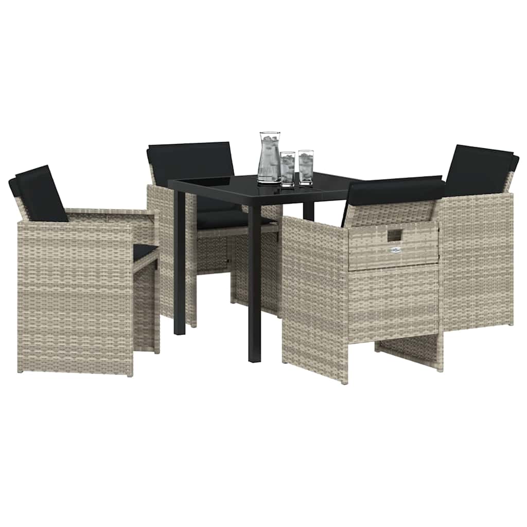 vidaXL Zestaw do jadalni w ogrodzie 5 pcs Jasnoszary polirattan