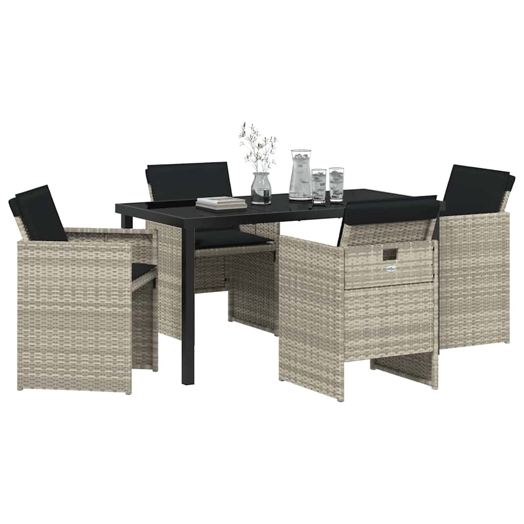 vidaXL Zestaw do jadalni w ogrodzie 5 pcs Jasnoszary polirattan
