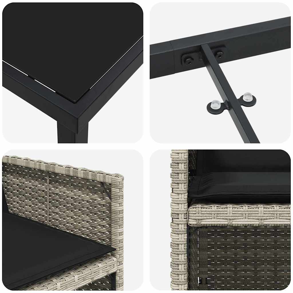 vidaXL Zestaw do jadalni w ogrodzie 5 pcs Jasnoszary polirattan
