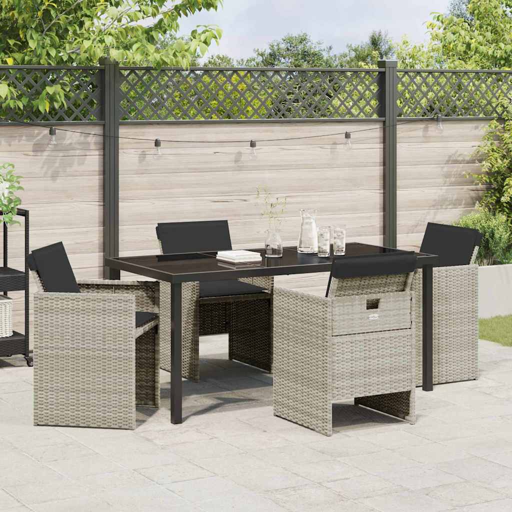 vidaXL Zestaw do jadalni w ogrodzie 5 pcs Jasnoszary polirattan