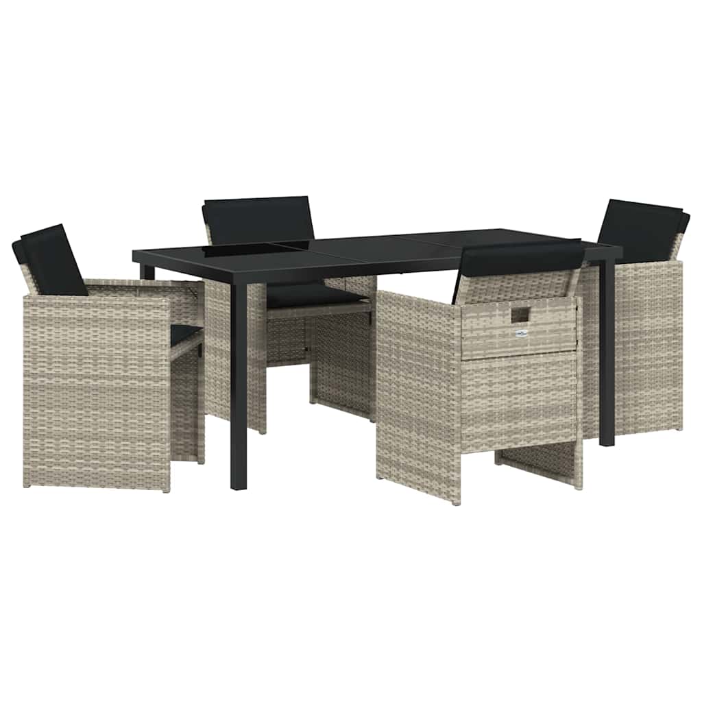 vidaXL Zestaw do jadalni w ogrodzie 5 pcs Jasnoszary polirattan