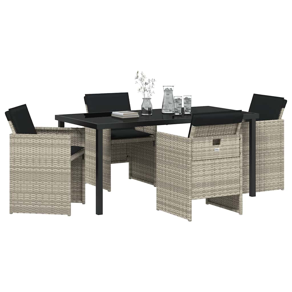 vidaXL Zestaw do jadalni w ogrodzie 5 pcs Jasnoszary polirattan
