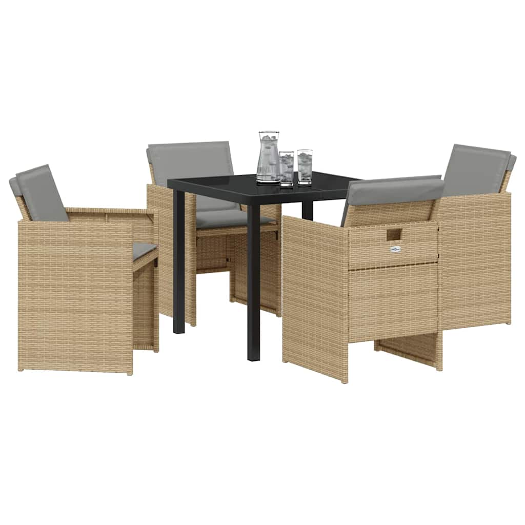 vidaXL Zestaw do jadalni w ogrodzie 5 pcs Beżowy polirattan
