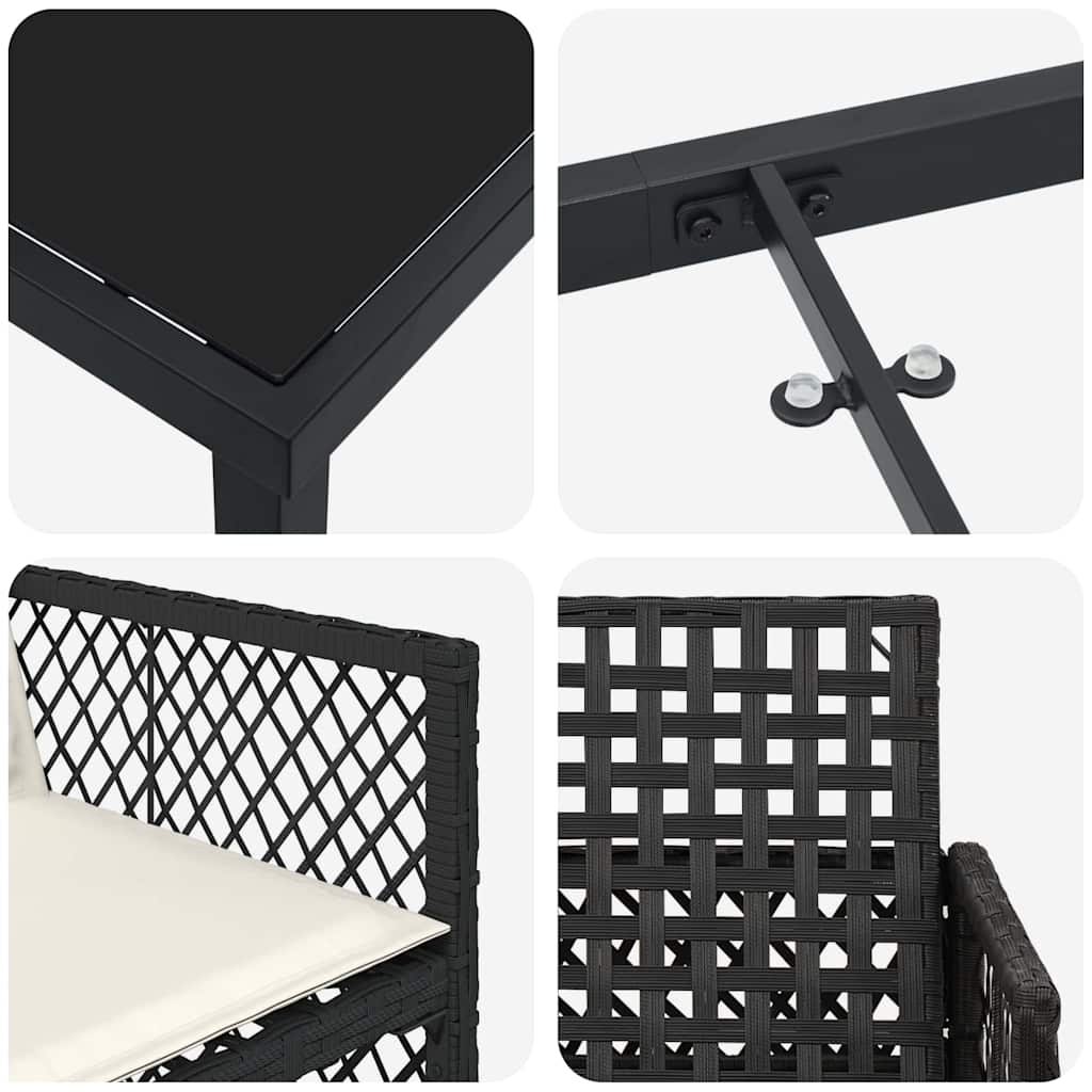 vidaXL Zestaw do jadalni w ogrodzie 5 pcs Czarny polirattan