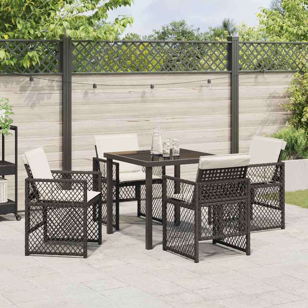 vidaXL Zestaw do jadalni w ogrodzie 5 pcs Czarny polirattan